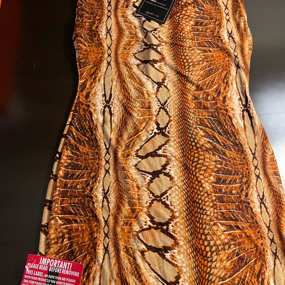 Brown Snake Print Dress